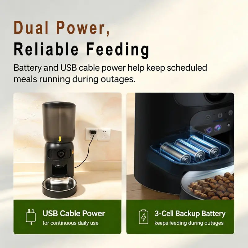Taleboss Smart Automatic Cat Feeder with Camera, 5L Capacity, Laser Toy, 1080P HD, App Control, Night Vision, Dual Band WiFi, and Two-Way Audio