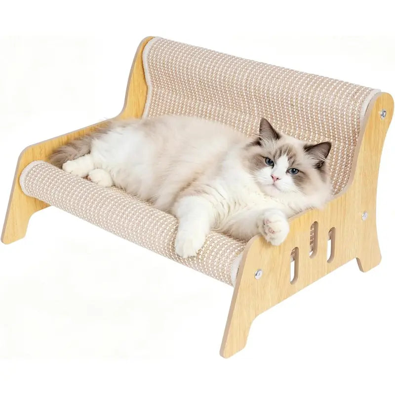 Large Sisal Cat Scratcher Couch Bed for Indoor Cats - Multi-Functional, Mess-Free Lounge with Easy Assembly and Furniture Protection