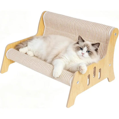 Large Sisal Cat Scratcher Couch Bed for Indoor Cats - Multi-Functional, Mess-Free Lounge with Easy Assembly and Furniture Protection
