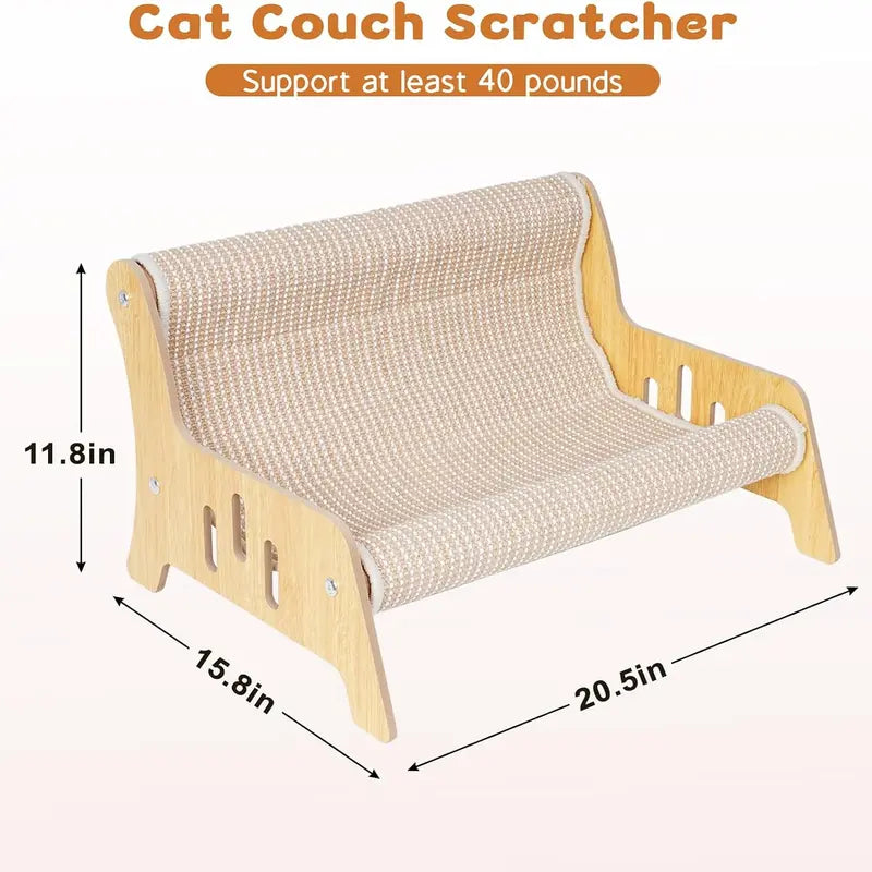 Large Sisal Cat Scratcher Couch Bed for Indoor Cats - Multi-Functional, Mess-Free Lounge with Easy Assembly and Furniture Protection