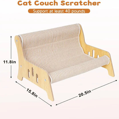 Large Sisal Cat Scratcher Couch Bed for Indoor Cats - Multi-Functional, Mess-Free Lounge with Easy Assembly and Furniture Protection