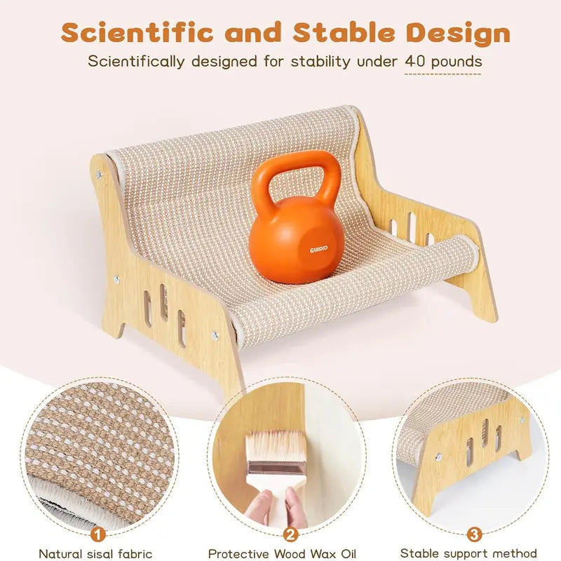 Large Sisal Cat Scratcher Couch Bed for Indoor Cats - Multi-Functional, Mess-Free Lounge with Easy Assembly and Furniture Protection