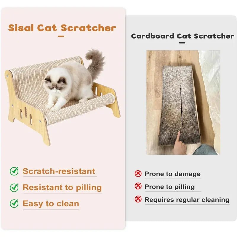 Large Sisal Cat Scratcher Couch Bed for Indoor Cats - Multi-Functional, Mess-Free Lounge with Easy Assembly and Furniture Protection