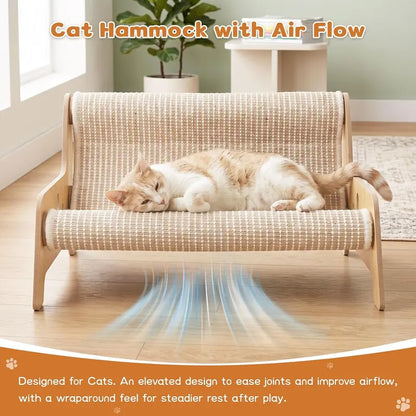 Large Sisal Cat Scratcher Couch Bed for Indoor Cats - Multi-Functional, Mess-Free Lounge with Easy Assembly and Furniture Protection